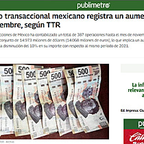 El mercado transaccional mexicano registra un aumento del 4% hasta noviembre, segn TTR